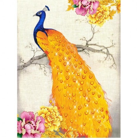 Modern Art Styles Gold Peacock 5d Diy Diamond Painting Kits UK AF9081