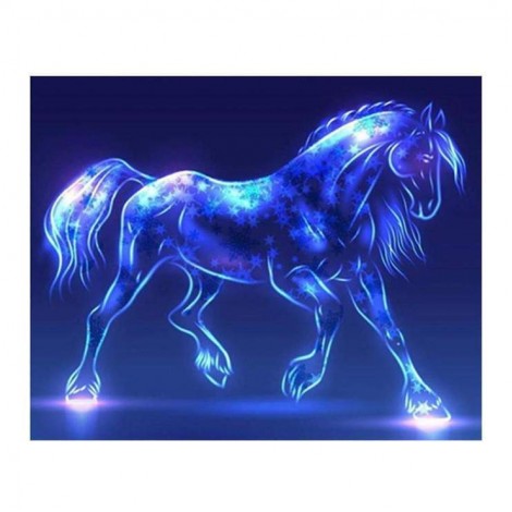 Beautiful Blue Horse Diamond Painting Kits UK for kids AF9155
