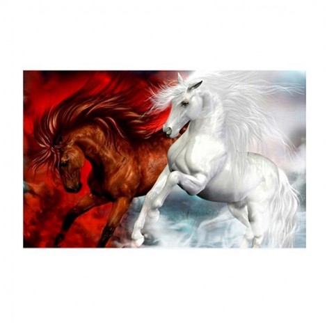 Cheap Red and White Horse Diamond Painting Kits UK AF9178