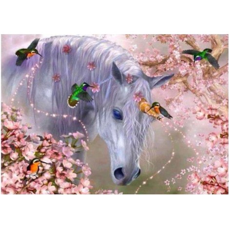 Warm Romantic White Horse Diamond Painting Kits UK AF9197