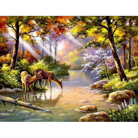 2019 Landscape Deer 5D DIY Diamond Painting Kits UK Embroidery VM90193