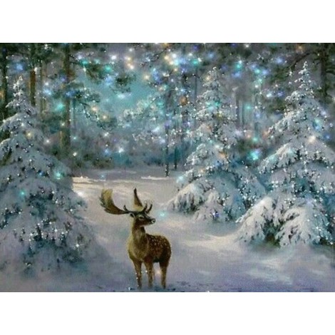 2019 Winter Dream Forest Deer Pattern 5d Diy Diamond Painting Kits UK VM8104