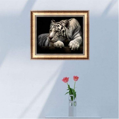 Cheap Black White Tiger Pattern 5d Diy Diamond Painting Kits UK VM9656