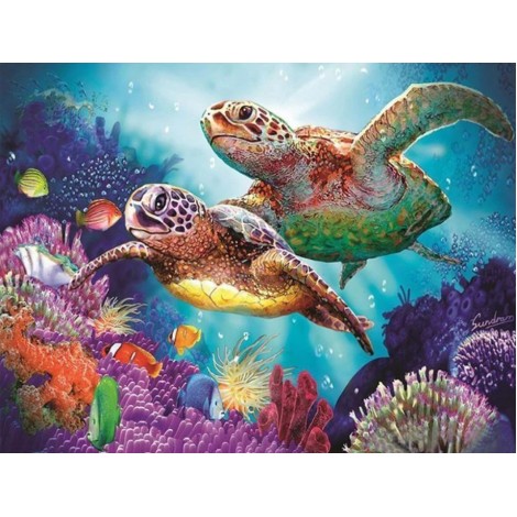 2019 Dream Full Square Turtle Family 5d Diy Diamond Canvas Painting UK VM1501