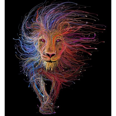 Special 5D DIY Diamond Painting Colored Hair Lion VM92298