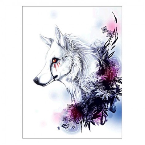 Watercolor Wolf Pattern 5d Diy Cross Stitch Diamond Painting Kits UK QB6605