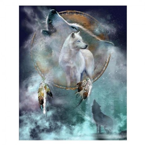 New Dream Catcher Wolf Pattern 5d Diy Cross Stitch Diamond Painting Kits UK QB657