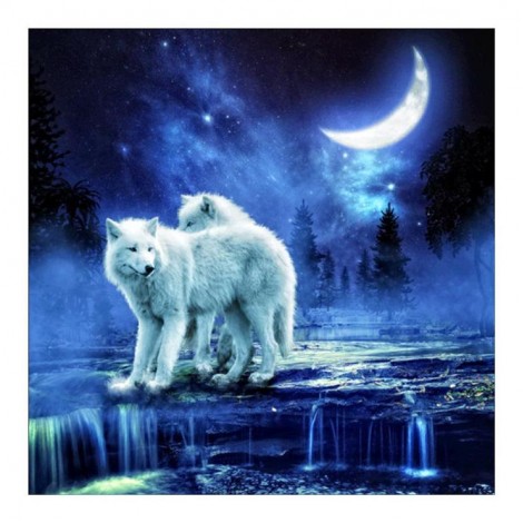 Best Modern Art Style Wolf Pattern 5d Diy Cross Stitch Diamond Painting Kits UK QB62516