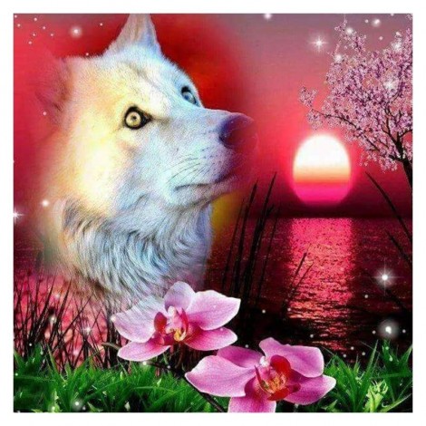 2019 Full Drill 5D DIY Diamond Painting Wolf Orchid Embroidery Cross Stitch Kits VM90179