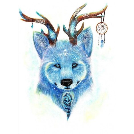 Cheap Special Style Wolf Pattern 5d Diy Cross Stitch Diamond Painting Kits UK QB64799