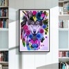 Watercolor Wolf Pattern 5d Diy Cross Stitch Diamond Painting Kits UK QB6638