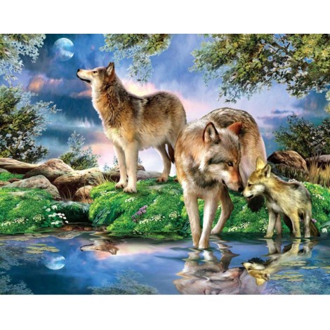 Wolf In Forest Full Drill 5D Diy Diamond Painting Kits Uk VM92398