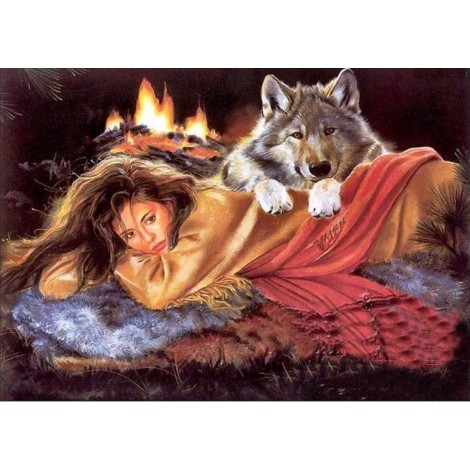 New Beauty And Animal Wolf 5d Diy Embroidery Diamond Painting Kits UK QB8101