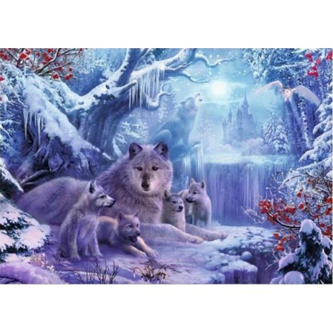 New Winter Landscape Forest wolf 5d DIY Diamond Painting Kits UK QB7158