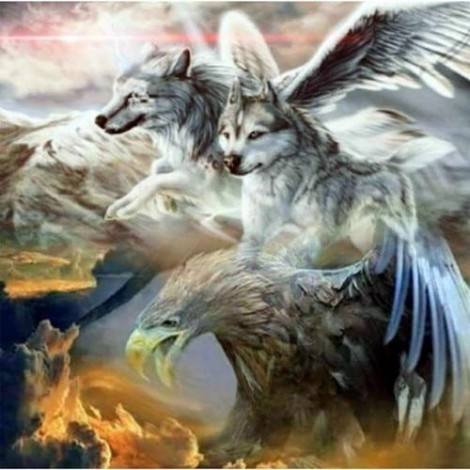 2019 Hot Sale Full Square Wolf And Eagle Portrait Diamond Stitch Beads UK VM1958