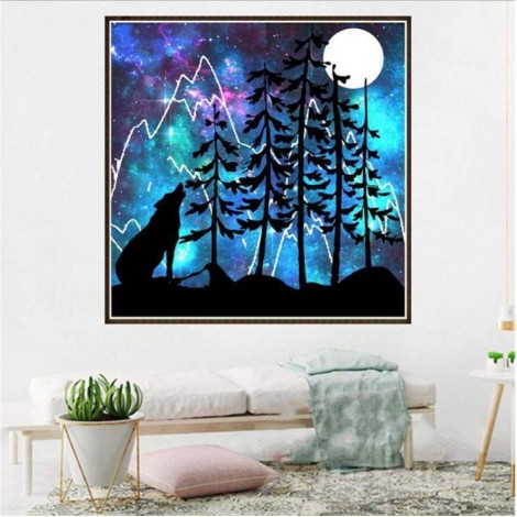 Wolf Rose Pattern 5d Diy Cross Stitch Diamond Painting Kits UK QB6633