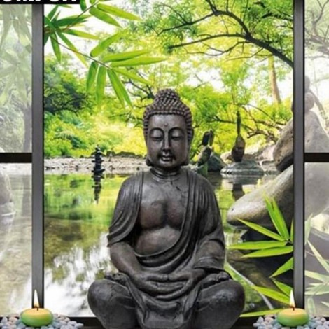 Cheap 2019 New Hot Sale Buddha In Window 5D DIY  Square Diamond Painting UK VM3101