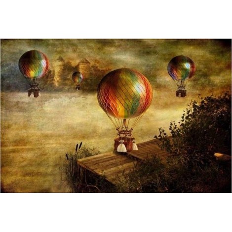 Oil Painting Style Hot Air Balloon 5D DIY Diamond Painting Embroidery Kits UK NA0639