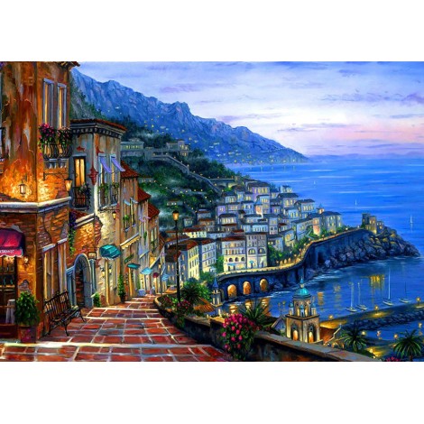 2019 Hot Sale Landscape Seaside Town Diy 5D Mosaic Diamond Painting Kits UK VM5020