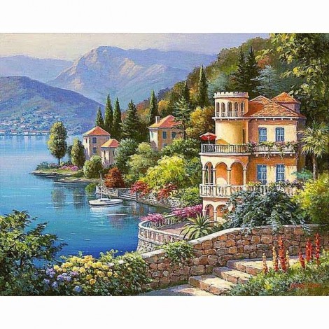 2019 New Hot Sale Landscape Town 5d Diy Diamond Painting Cross Stitch UK VM8584