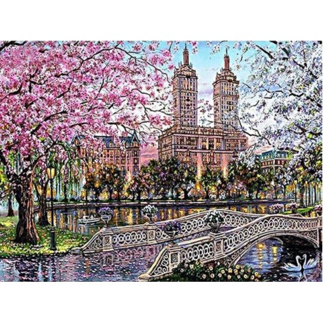 2019 Watercolor Landscape Town Diy 5d Diamond Painting Kits UK QB5353