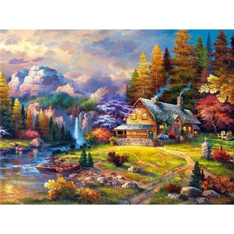 Autumn Series Oil Painting Styles Beautiful Cottage Diamond Painting Kits Af9615