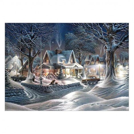 New Winter Landscape Village Cottage 5d DIY Diamond Painting Kits UK QB7147
