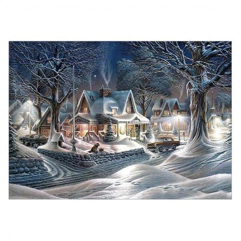 New Winter Landscape Village Cottage 5d DIY Diamond Painting Kits UK QB7147