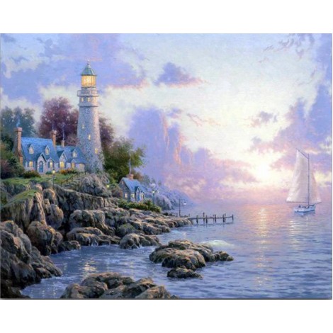 2019 Oil Painting Style Lighthouse Pattern 5d Diy Diamond Painting Kits UK VM20227