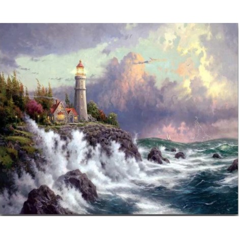 2019 Oil Painting Style Lighthouse Pattern Wall Decor Diy 5d Diamond Painting Kits UK VM20213