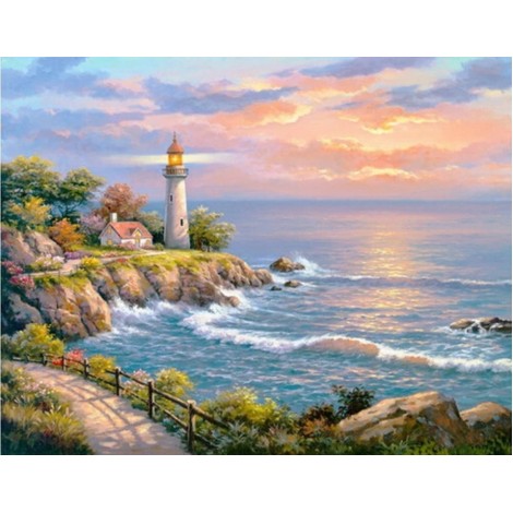 2019 New Hot Sale Wall Decor Landscape Lighthouses 5d Diy Diamond Painting Kits UK VM4094