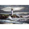 2019 Oil Painting Style Waves And Lighthouse 5d Diy Rhinestone Cross Stitch UK VM1369