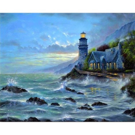 2019 Oil Painting Style Lighthouse  Wall Decor Diy 5d Diamond Painting Kits UK VM20244
