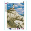 2019 Oil Painting Style Landscape Lighthouse Diy 5d Diamond Painting Kits UK QB5404