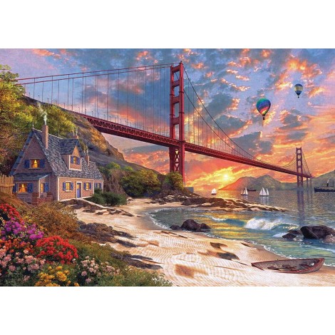Suspension Bridge Embroidery Mosaic Cross Stitch VM92355