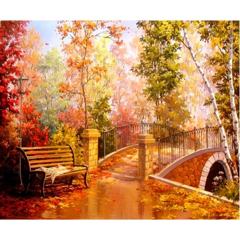2019 New Hot Sale Forest Bridge Landscape 5d Diy Diamond Painting Kits UK VM8140