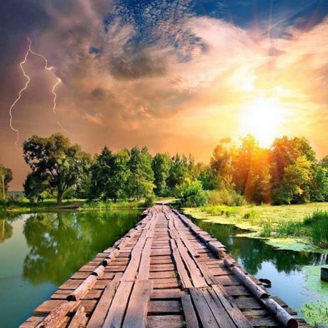 Best Landscape Nature Bridge Pattern 5d Diy Diamond Painting Kits UK QB8201