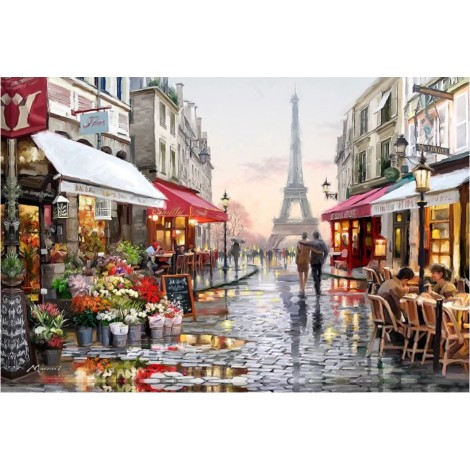 2019 Oil Painting Style Eiffel Tower Street 5d Diy Diamond Painting Kits UK VM9477