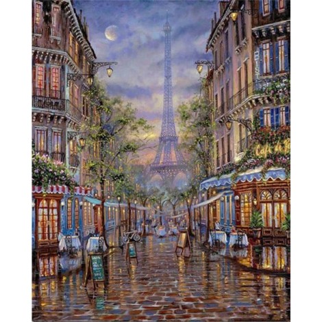 2019 Oil Painting Style Landscape Street Eiffel Tower 5d Diy Diamond Painting Kits UK VM59466