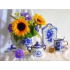 New Tableware Sunflowers 5D DIY Cross Stitch Diamond Painting Kits UK NB0128