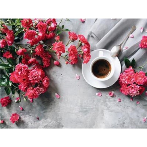2019 New Hot Sale Coffee Cup And Flower Diy 5d Diy Crystal Painting Kits UK VM3015