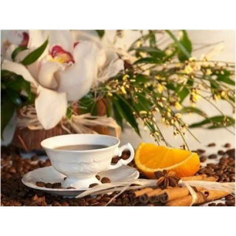 Coffee Cup And Flower Picture Diy 5d Diy Crystal Painting Kits UK VM03019