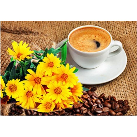 2019 Coffee Cup Sunflowers Cross Stitch 5d Diy Diamond Painting Kits UK VM20504