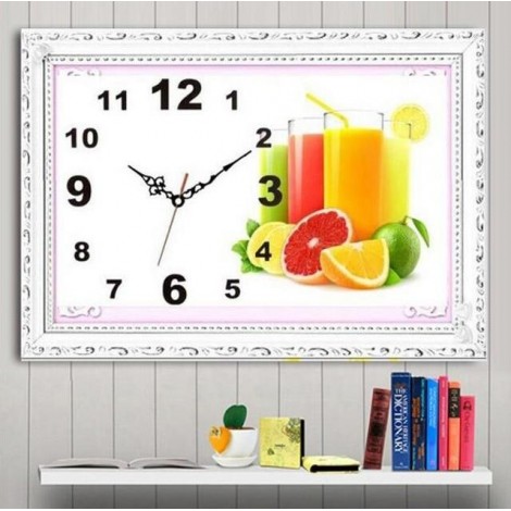 Large 2019 Wall Fruit Clock 5D DIY Diamond Painting Embroidery Kits UK NB0305