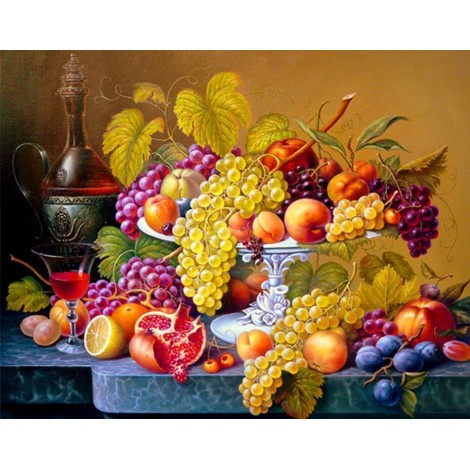 2019 Hot Sale Still life Fruit Inside The Basket 5d Cross Stitch UK Rhinestone Painting VM1220