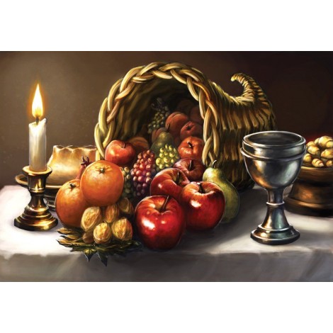 New Fruit Dinner Candle 5D DIY Embroidery Cross Stitch Diamond Painting Kits UK NB0022