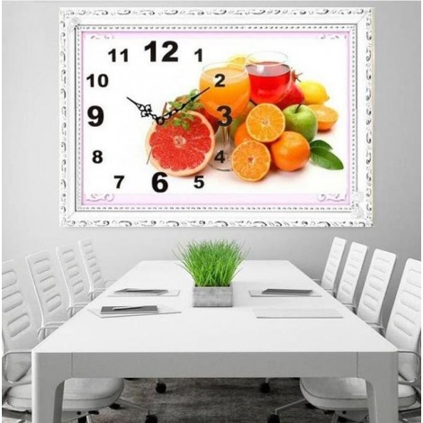 2019 Wall Fruit Clock 5D DIY Diamond Painting Embroidery Cross Stitch Kits UK NB0306