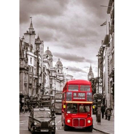 2019 Modern Art Red Bus Street 5d Diy Diamond Painting Kits UK VM09223