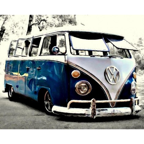 New Full Drill 5D DIY Diamond Painting Blue Bus VM92163