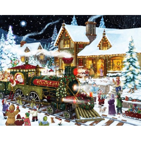 Christmas Train Village In Winter 5D Diy Diamond Painting Kits UK NW91027